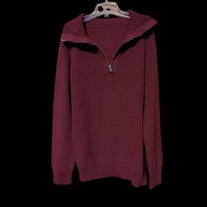 Chic Burgundy Zip-Up Sweater
